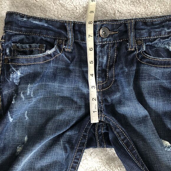 BKE Starlite Jeans Womens 28 Low Rise Cropped Distressed Embellished Pocket Boho - Picture 11 of 13
